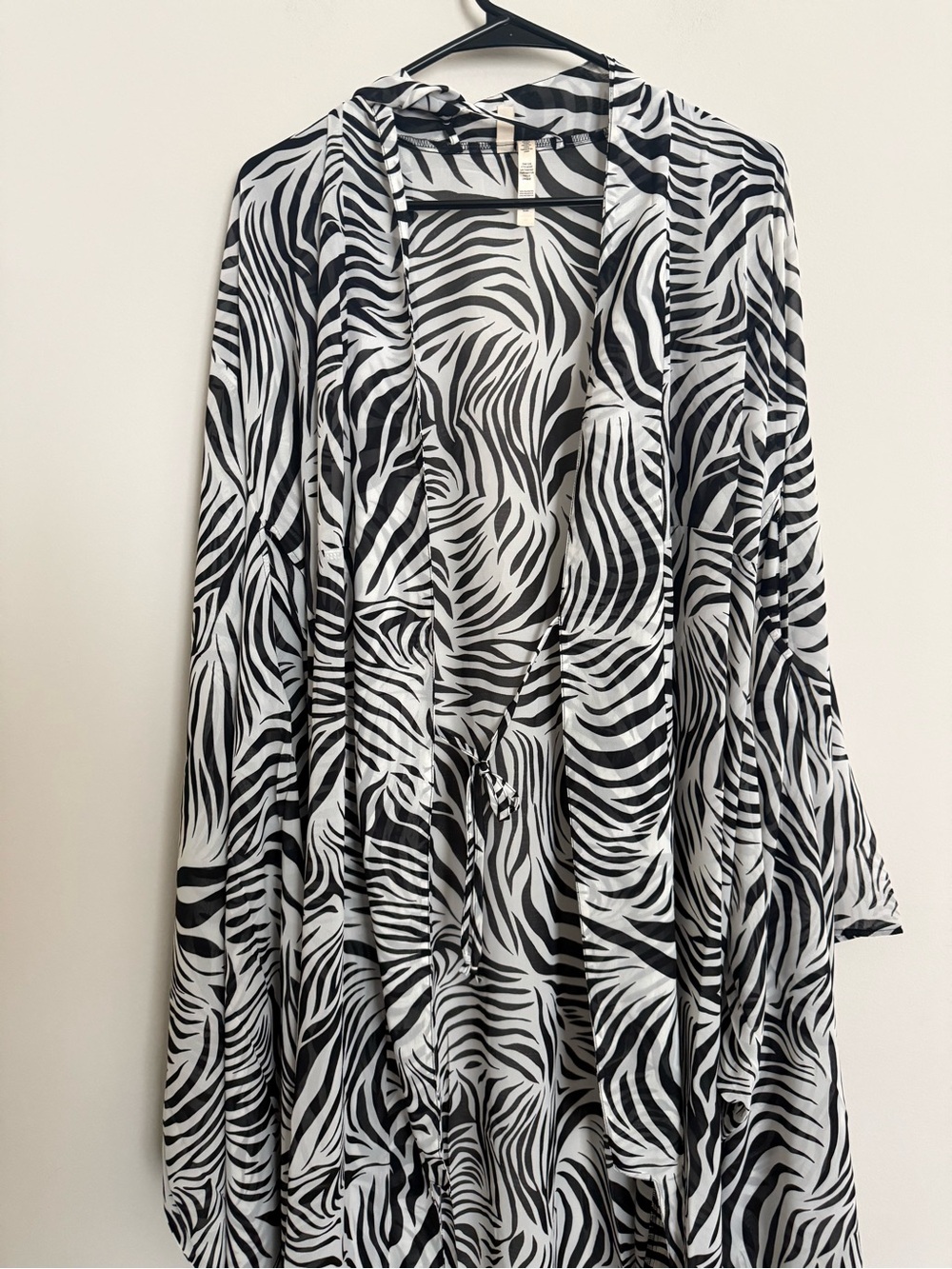 Shonda Shear Zebra Print Tassel Kimono Cover Up One Size Boho Resort Wear - Picture 7 of 13